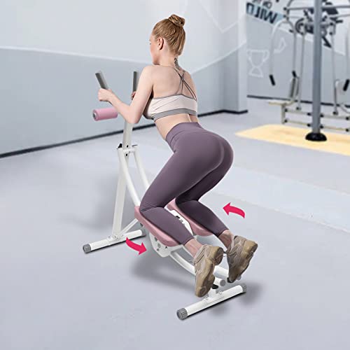 Ab Machine Abdominal Crunch Core Workout Equipment Foldable Exercise Ab Trainer Machine Coaster Abdominal/Core Fitness All Training Equipment Levels for Home & Gym - size: 41.33*15.74*43.3in Pink Rotation Cushion