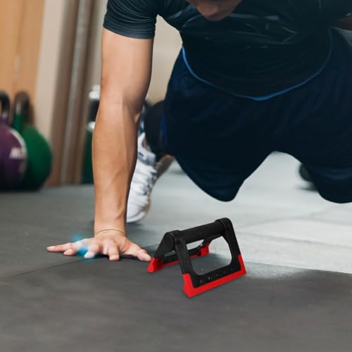 Uonlytech Push-up Bars Foldable Push-up Stands for Home Fitness Equipment, Rotating Push-up Rack Pair in Red, Strength Training Handles for Men and Women, Floor Workout Calisthenics Support