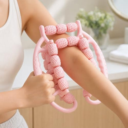29-Wheel Leg Roller Massager, Manual Muscle Roller Tool for Calves, Thighs and Arms, Pink - size: 29-Wheel