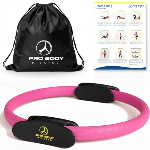 ProBody Pilates Fitness Circle – 14 Inch Pilates Ring for Focusing on Toning Inner Thighs, Arms, and Core - color: Pink
