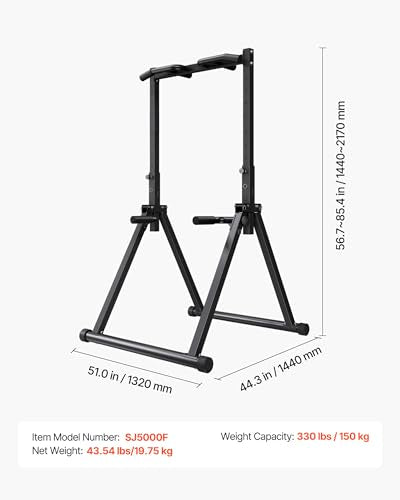 VEVOR Pull Up Bar, 330LBS Capacity Portable Pullup Bar Station, Pullup Bars Free Standing with Triangular Structure & Heavy-Duty Steel Tube, 9 Level Height Adjustment Gravity Fitness for Arms, Back