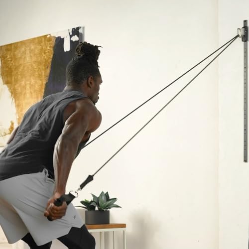 Space Saver Gym Resistance Bands Wall Anchor for At Home Fitness Workouts with 1 Rail and 1 Rail Car - style: 4 Resistance Bands, 1 Set of Handles