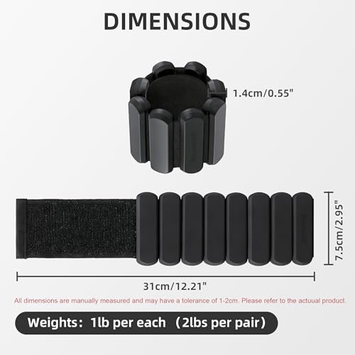 Wrist Ankle Weights for Women Men Workouts, 2lbs per Pair - color: Black