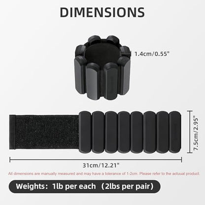 Wrist Ankle Weights for Women Men Workouts, 2lbs per Pair - color: Black