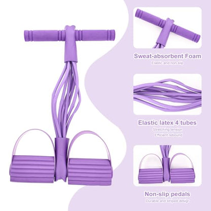21 Fitness Resistance Bands-8 Tube Pedal Ankle Puller, Foot Pedal Resistance Band, Sit Up Exercise Equipment for Women Men Home Workouts, Yoga, and Resistance Training