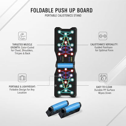 Foldable Push Up Board, Portable Calisthenics Stand with Guided Hand Positions, Compact PP Fitness Tool for Home Workouts (1 PC)