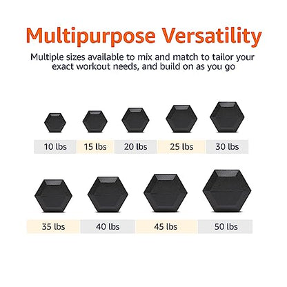 Amazon Basics Rubber Hex Dumbbell Hand Weight - size: 35 Pounds, style: 35 Pounds