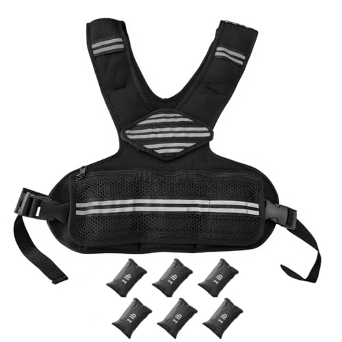 Adjustable Weight Vest for Home Gym，Wearable Weighted Vest for Jogging,Walking, Running with Reflective Strips and Mesh Pockets