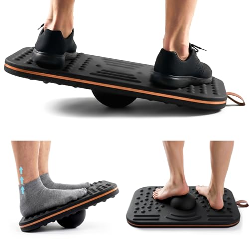 Balance Board for Standing desk, 2-in-1 Dual-Sided Balance Stability Trainer & Anti-Fatigue Standing Mat,Calf Stretcher,for Home,Gym,Office
