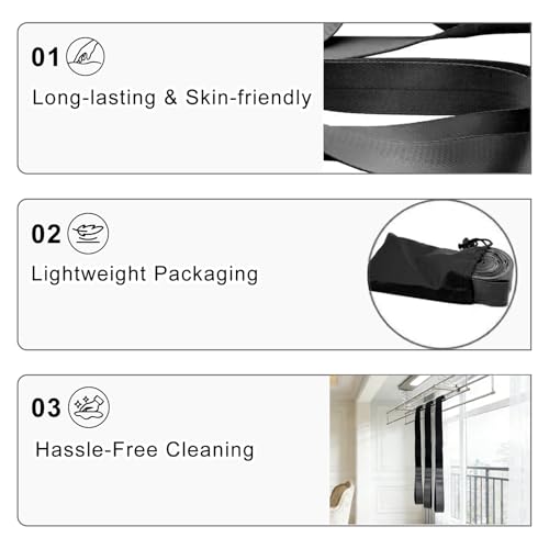 Stretching Strap with 12 Loops, Non-Elastic Physical Therapy with Carry Bag | Premium non elastic yoga straps for injury recovery, rehab flexibility training, hamstring stretch & physical therapy