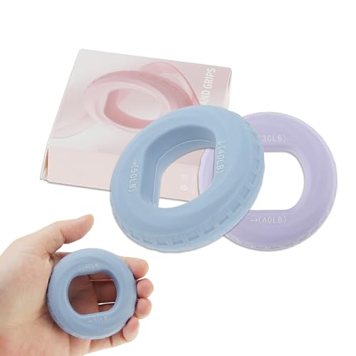 Hand Grip Strengthener, Adjustable Strength Grip, Silicone Grip Circle, for Men Adult, 2 Pcs - color: Purple & Sky Blue(30/40LB,40/50LB)