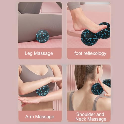 yueton 1 Pack Blue Peanut Massage Ball Deep Tissue Muscle Massage Myofascial Release Acupoint Massage Back Leg Massage Roller Mobility Ball for Physical Yoga Therapy