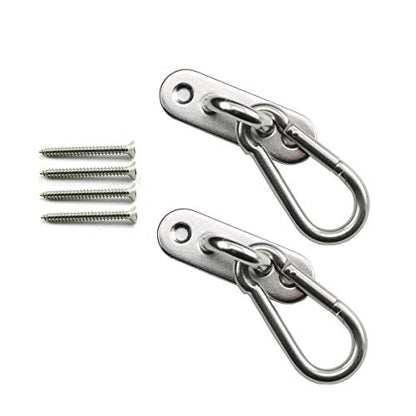 heyous 2 Set M8 Suspension Ceiling Wall Mount U Hook Anchor Hanger Stainless Steel Heavy Duty Multi Purpose Hammock Swing Ceiling Hook Strip Base Plate with Snap Hook