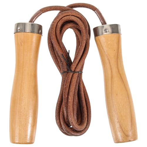 Toddmomy Leather Jump Rope, Professional Weighted Skipping Rope With Wooden Handle For Beginner Kids Men And Women For Fitness, Sport, Cardio, Boxing, Speed