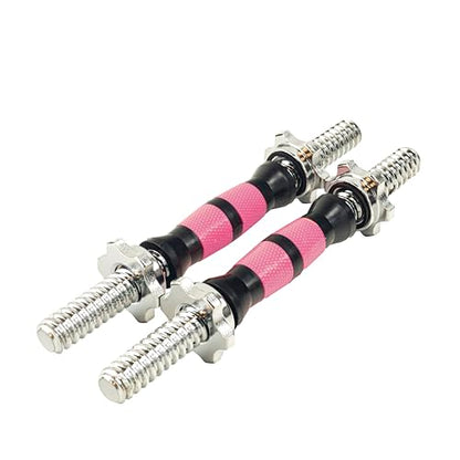 12.6/14.2/15.7inch(30/35/40cm)Pink&Black Threaded Dumbbell Durable Rubber Handles/Adjustable Dumbbell Bar Handles,Fit 1 inch Standard Weight Plate Weightlifting Accessories Sold in Pair - size: 14.9 inches