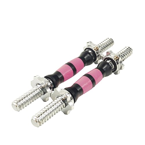 12.6/14.2/15.7inch(30/35/40cm)Pink&Black Threaded Dumbbell Durable Rubber Handles/Adjustable Dumbbell Bar Handles,Fit 1 inch Standard Weight Plate Weightlifting Accessories Sold in Pair - size: 14.9 inches
