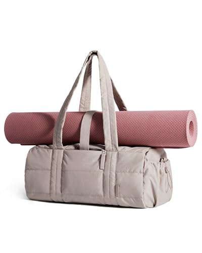 BAGSMART Reiki Gym Bag for Women, Puffy Quilted 15L Yoga Mat Bag with Wet Pocket, Mini 5L Crossbody Dance Bag, 24L Travel Weekender Carry-on Duffle Bag
