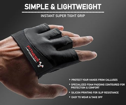 FITNESS FORCE Workout Gloves for Men & Women Partial Weight Lifting Gloves Non-Slip Gym Gloves Lifting Grip Calluses Guard Fingerless Exercise Gloves with Full Palm Protection