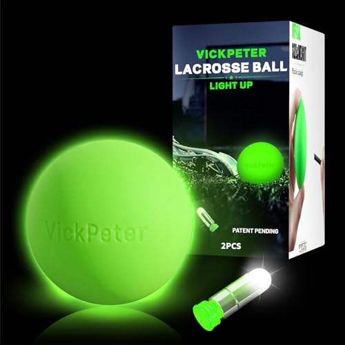 Glow in the Dark Lacrosse Ball - Night Practice & Training Equipment for All Ages | 2 Pack Official Size & Weight | Indoor/Outdoor Lacrosse Ball with Led Lights | Ideal Sports Gifts for Boys/Girls - color: Green