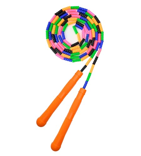 Beaded Jump Rope 1 Pack/2 Pack, ACEONE Segmented Skipping Rope for Kids Adults, Adjustable Tangle-Free Toddler Jumping Rope for Fitness Exercise Training - color: Rainbow Yellow