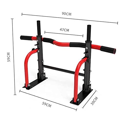 Wall Mounted Pull Up Bar, Strength Training Pull-UP Bars, Heavy Duty Wall Mount Chin Up Bar with Exercise Bands, Maximum Weight 440 lbs, Ideal for Home Gym Indoor Outdoor - color: Red