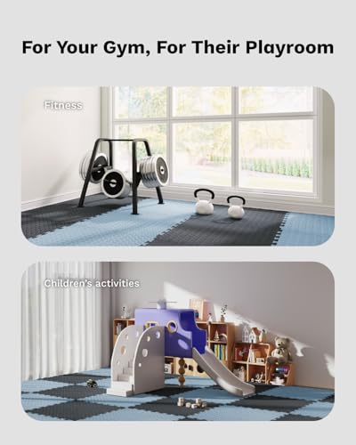AIRHOP Upgraded 0.79" Extra Thick 48 Sq Ft High-Density Eva Foam Exercise Gym Mats, 12 Pcs Large Interlocking Puzzle Floor Tiles (24"x24") for Home Gym