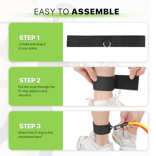 Magshion Ankle Resistance Bands Set of 4, Home Gym Workout Equipment Sets with Cuffs for Women, Lifting Glute Butt Exercise Equipment with 4 Adjustable Levels