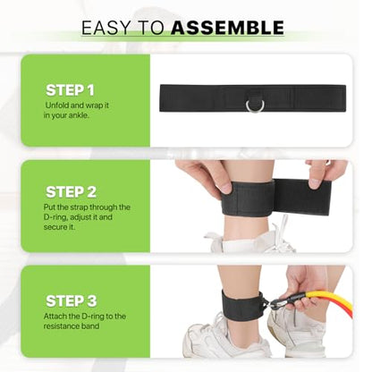 Magshion Ankle Resistance Bands Set of 4, Home Gym Workout Equipment Sets with Cuffs for Women, Lifting Glute Butt Exercise Equipment with 4 Adjustable Levels