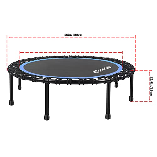 Newan 40"-48" Silent Mini Trampoline Fitness Trampoline Bungee Rebounder Jumping Cardio Trainer Workout for Adults-Max Limit 330lbs
