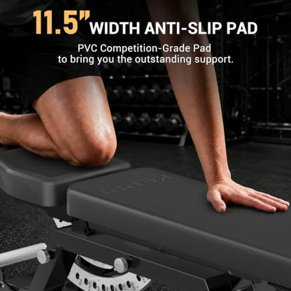 Keppi Fitness Bench6000 Weight Bench, Commercial Grade FID Workout Bench - color: Gross Black