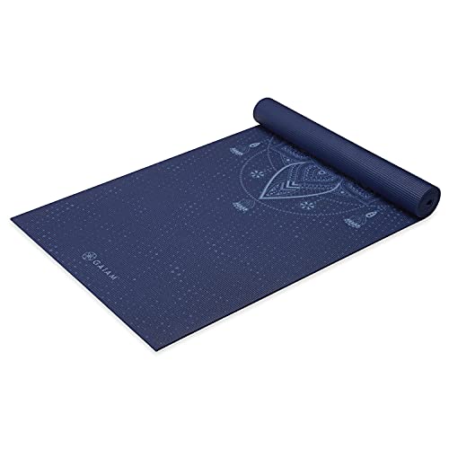 Gaiam Yoga Mat - Premium 6mm Print Extra Thick Non Slip Exercise & Fitness Mat for All Types of Yoga, Pilates & Floor Workouts (68"L x 24"W x 6mm Thick) - color: Celestial Blue
