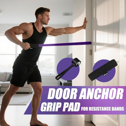 WHATAFIT Resistance Bands, 5 Level Pull Up Assistance Bands for Working Out - color: 5-125LBS PINK PURPLE+GRIP