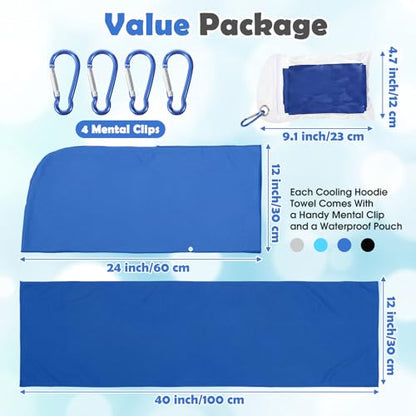 8 Pack Cooling Hooded Towel Set, 4 Cooling Towels for Neck and Face and 4 Flat Ice Towels Microfiber Soft Breathable for Hot Weather Gym, Sports, Yoga, Camping, Workout, Golf
