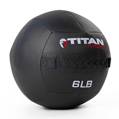 Titan Fitness Soft Shell Medicine Wall Ball, Cross-Texture Grip - size: 6 lb