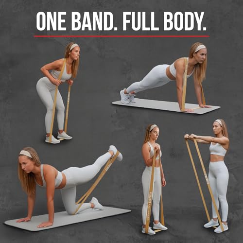 Long Resistance Bands for Working Out | Set of 6 Exercise Bands for Full-Body Training | Pull Up Bands for Home Gym with Handles, Door Anchor and Bar Options | for Men & Women