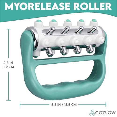 MyoRelease Lymphatic Drainage Massager - Green - Handheld Fascia Release + Scar Tissue Massage Roller for Shoulder, Neck, Belly, Thigh, Leg, Back, Glutes - Helps Reduce Cellulite Appearance