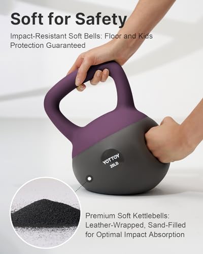 YOTTOY Soft Kettlebell, Set for Strength Training Kettlebells & Home Workouts, Soft-Sided Cushioned Base, Wide-Handle - Ideal for Men, Women, & Beginners - color: 15LB-Purple