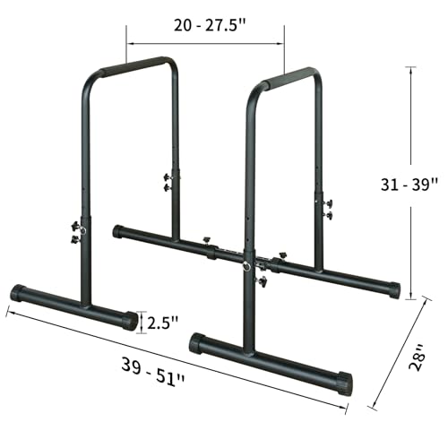 Dip Station Functional Adjustable Heavy Duty Dip Stands Fitness Workout Dip bar Station Stabilizer Parallette Push Up Stand Multi-Function Fitness Training Equipment