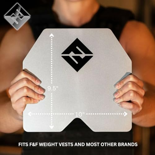 F&F STEEL Adjustable Weighted Vest & Plates - Strength, Edurance, Running, Hiking, Rucking, Fitness WODs - color: Silver Plates - 8.75lb