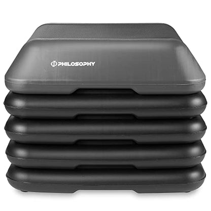 Philosophy Gym Aerobic Exercise Adjustable High Step Platform, with 4 Risers Included - color: Gray