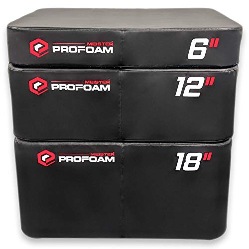 Meister PROFOAM Plyo Boxes - Foam Plyometric Jump Boxes for Pro Gyms - style: 3 BOX SET (18", 12", 6") - Black