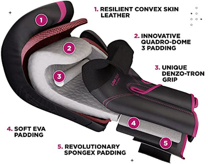 RDX Boxing Gloves, Pro Training Sparring, Maya Hide Leather, Muay Thai MMA Kickboxing, Men Women Adult, Heavy Punching Bag Focus Mitts Pads Workout, Ventilated Palm, Multi Layered, 8 10 12 14 16 18 Oz - color: PINK, size: 12 OZ