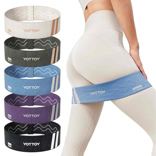 YOTTOY Fabric Resistance Bands for Women & Men,Non-Slip Workout Bands Set for Glutes, Legs, and Squats – Durable Exercise Bands for Home Gym - color: Multicolor