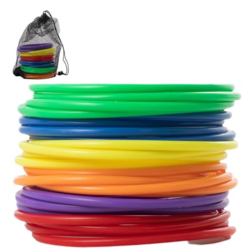 Generic 24 Pcs Multicolor Plastic Ring Toss Game for Kids and Outdoor Toss Rings for Speed and Agility Practice Game