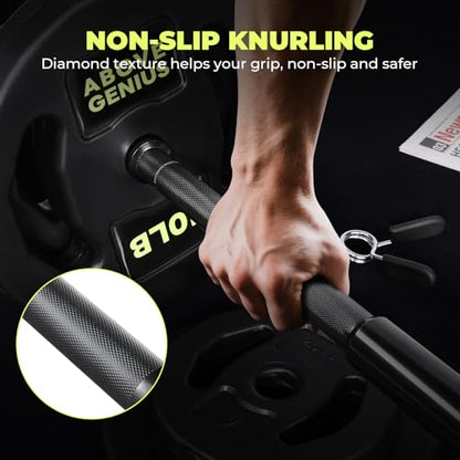 Barbell Weight Set, 45 LB Adjustable Free Weights Bar Set for Home Gym Strength Training, Full Body Workout, Muscle Building, Home Fitness Weight Lifting Equipment