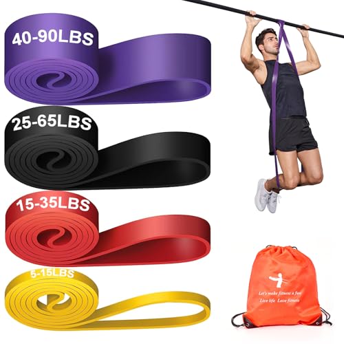 Pull Up Assistance Bands Set 5 LBS - 230 LBS, Long Resistance Bands for Pull Ups Working Out, Gym Workout Bands for Men Exercise Muscle Training and Shape Body - Carry Bag Included - color: 5 LBS - 90 LBS
