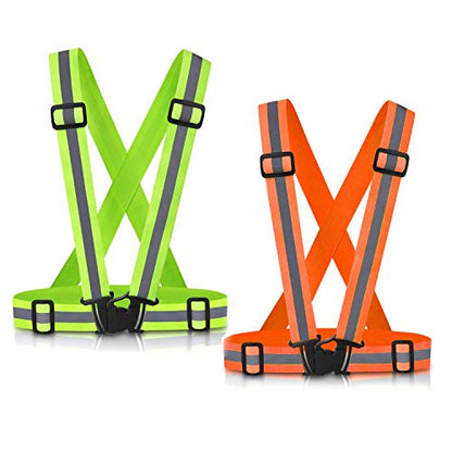 Reflective Vest Running Gear, 2-10Pack High Visible Safety VES - color: Green+Orange