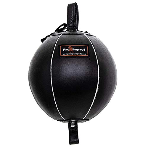 Genuine Leather Double End Boxing Punching Bag - Speed Striking & Dodge Training Ball for MMA, Muay Thai, Boxing, Gym Workout - Includes Cords & Hooks for Easy Setup