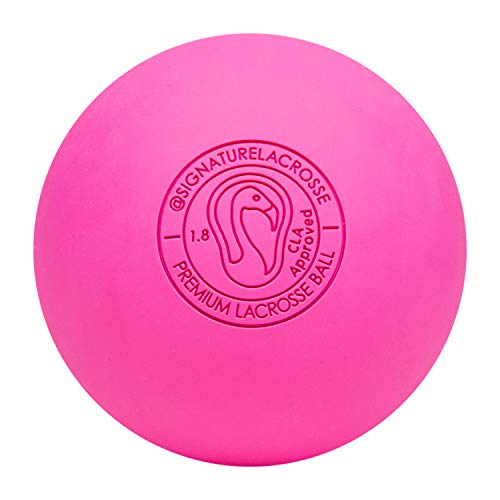 Signature Lacrosse Ball Set - Packs of 2, 4, 8, 12, and 100 - No Chemical Smell Massage Balls, Myofascial Release Tools, Back Roller, Muscle Knot Remover - color: Pink, size: 12 Balls