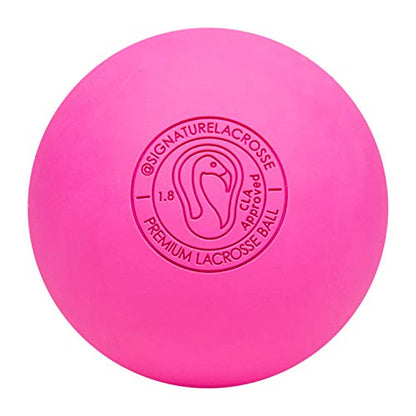 Signature Lacrosse Ball Set - Packs of 2, 4, 8, 12, and 100 - No Chemical Smell Massage Balls, Myofascial Release Tools, Back Roller, Muscle Knot Remover - color: Pink, size: 12 Balls